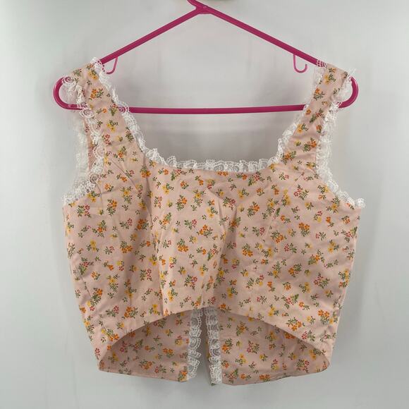 RUMOURS Size Medium Cottagecore Milkmaid Corsette Prairie Garden Lace Floral - Picture 4 of 15